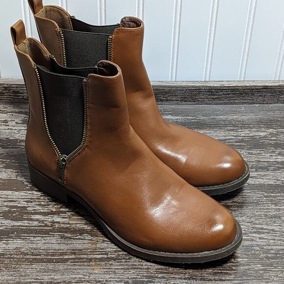 Rocket Dog Women's Brown Camilla Leather Elastic Side Fashion Ankle Boots Size10 - Picture 1 of 5